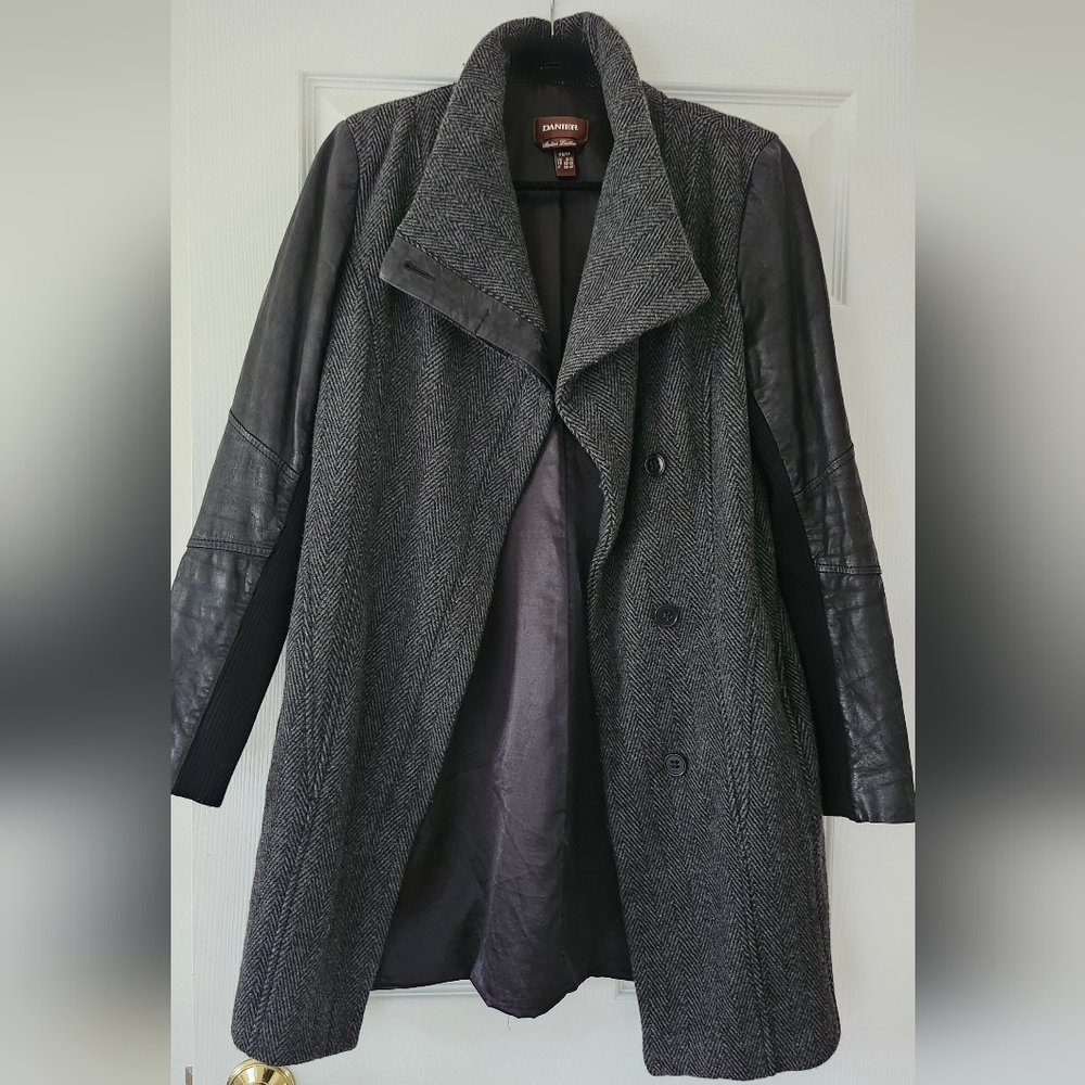 Danier Black and Gray Pea Coat